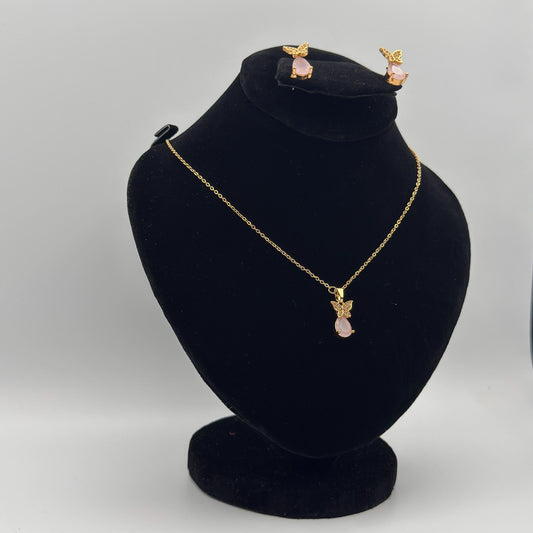 Gold-Plated Butterfly Locket Set –JSB-LOCKET-008